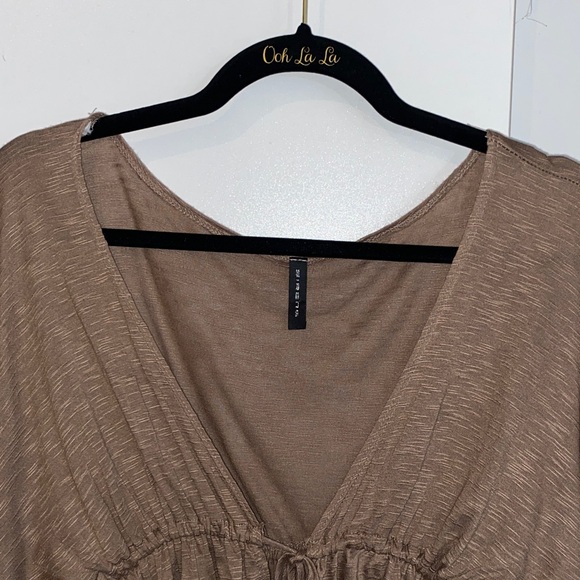 Brown Batwing Drawstring Crop Top S - Picture 3 of 14